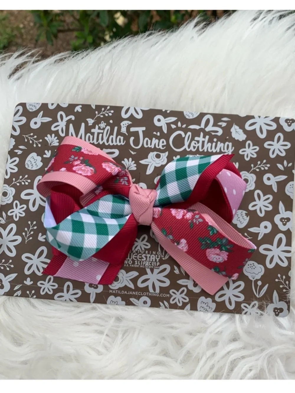 Matilda Jane Heart to heart Rosebud Mixed Print Medium Wee Ones® Bow 3